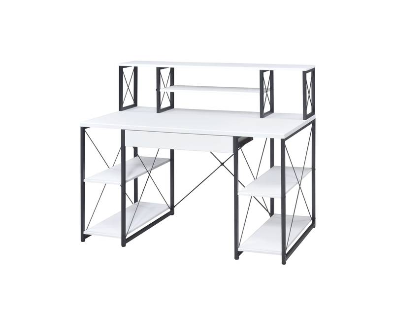 Sleek Duo Desk: Modern White & Black Design