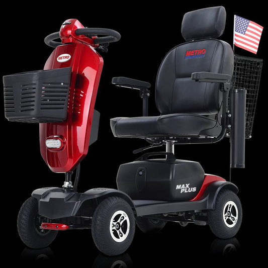 MAX PLUS RED Compact Outdoor Scooter with Basket & USB Charger