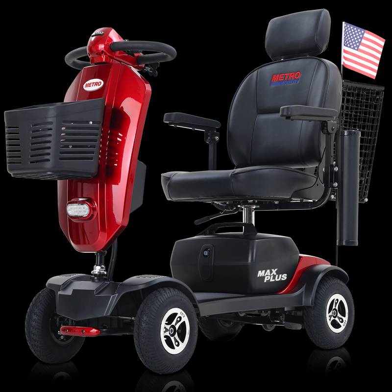 MAX PLUS RED Compact Outdoor Scooter with Basket & USB Charger