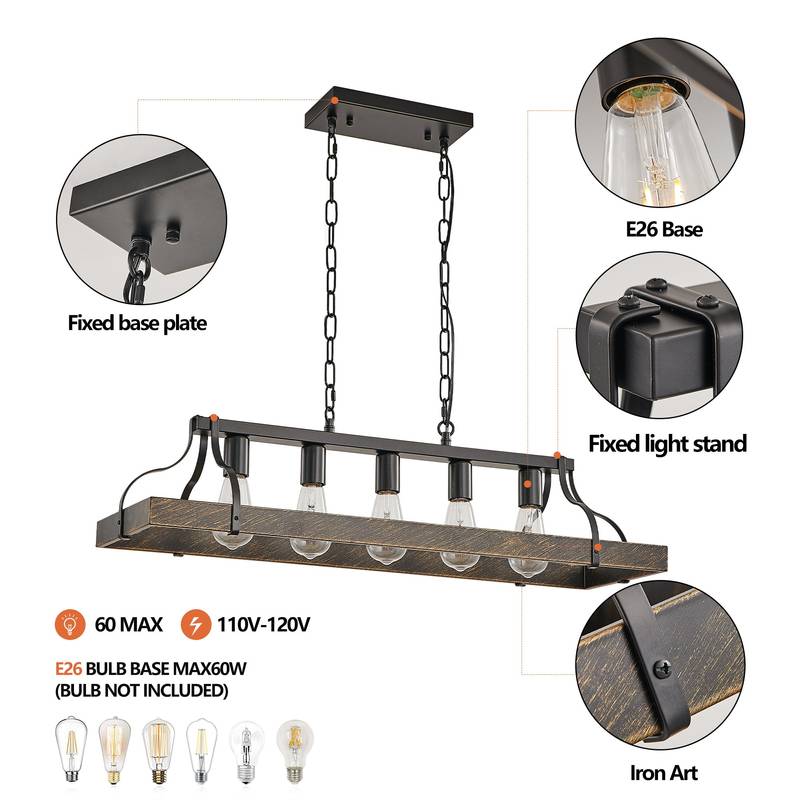 Vintage Charm Black Gold Pendant Light