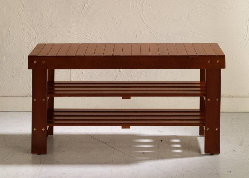 Cherry Wood Shoe Bench