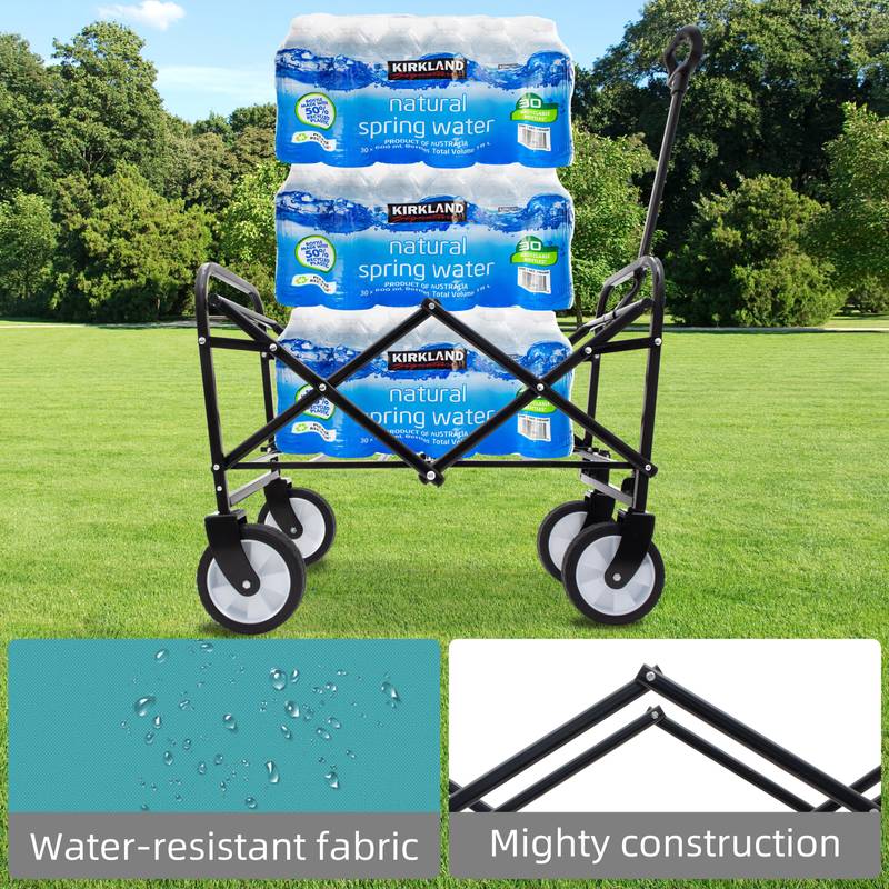 Blue Folding Utility Wagon - Your Go-To Cart for Beach Trips, Shopping, and More!