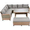 Cozy Rattan Patio Sofa Set with Extendable Tables
