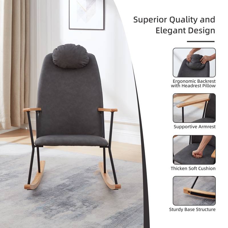 Cozy Rocking Chair with Adjustable Headrest