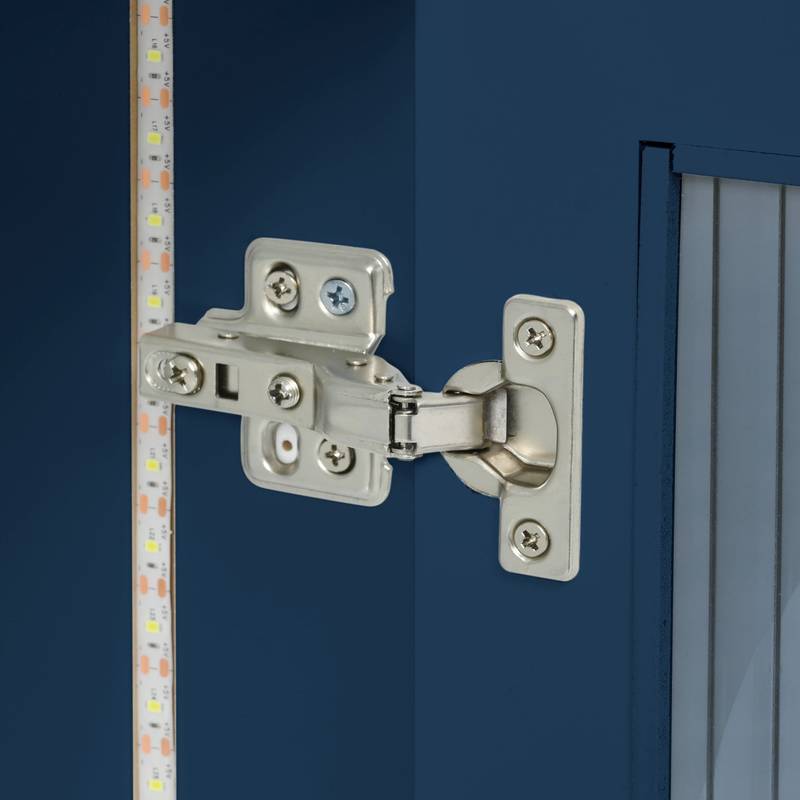 Navy Rolling Kitchen Island with LED Lights & Storage