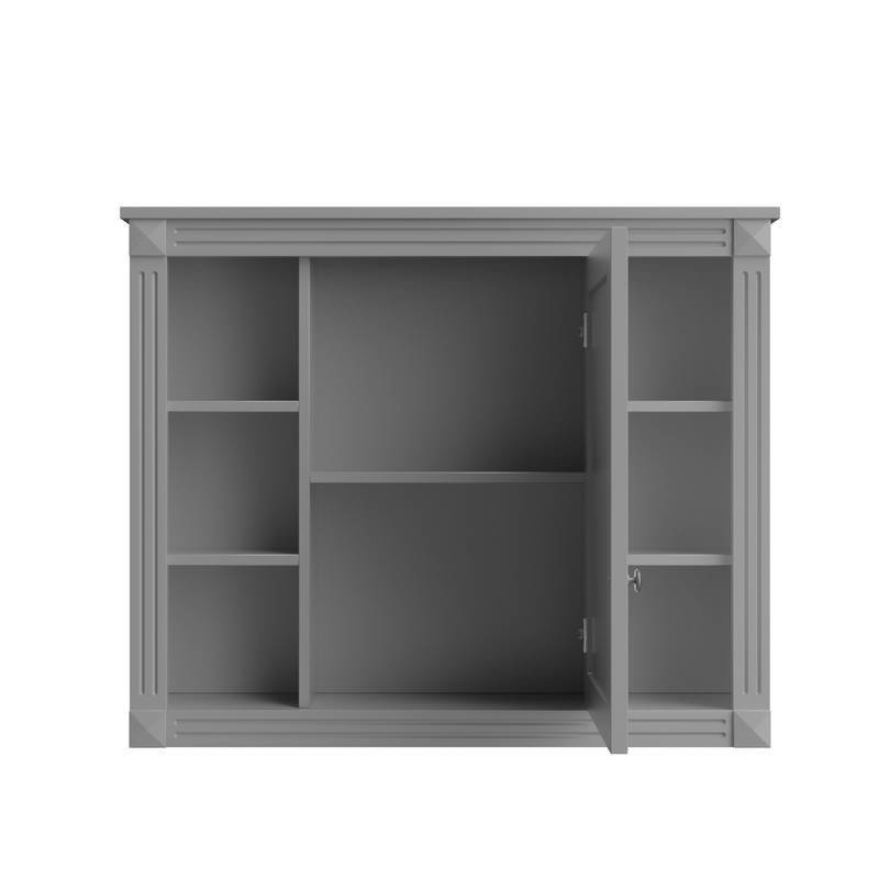 Sleek Wall-Mounted Mirror Cabinet with Open Shelves