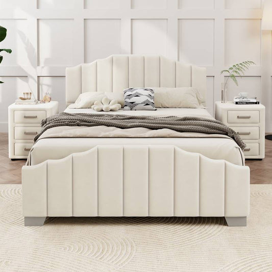 Lavish Velvet Bedroom Set with Tufted Bed & Chic Nightstands