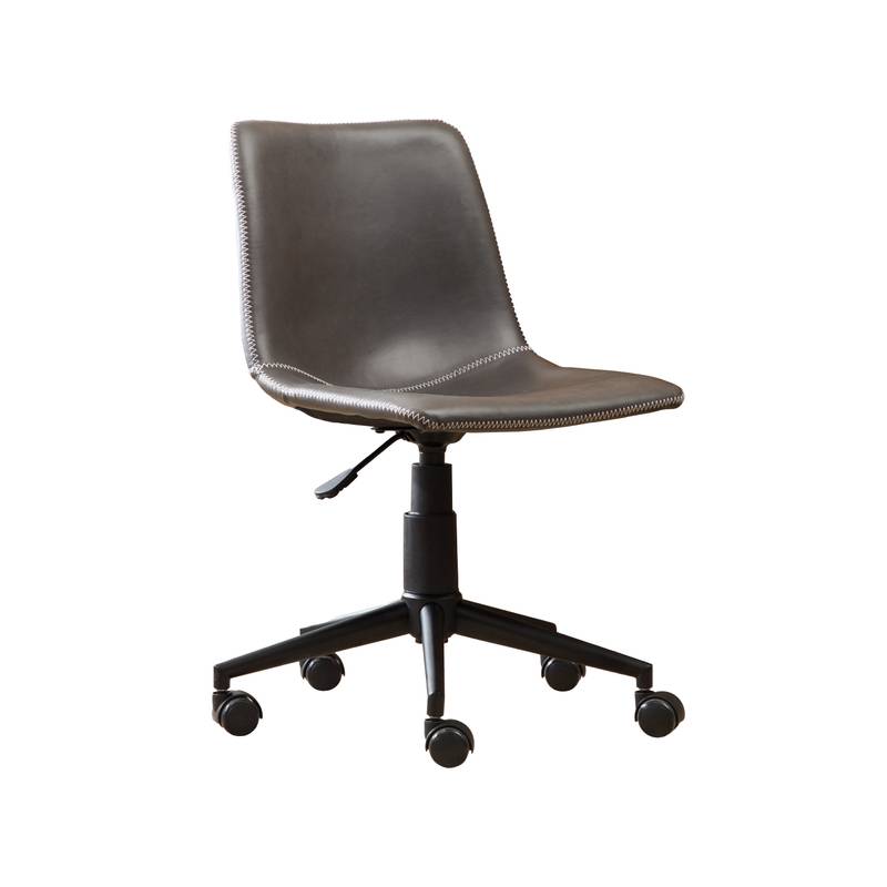 Swivel Style Faux Leather Office Chair in Antique Gray