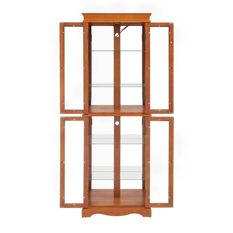Illuminated Oak Glass Display Cabinet