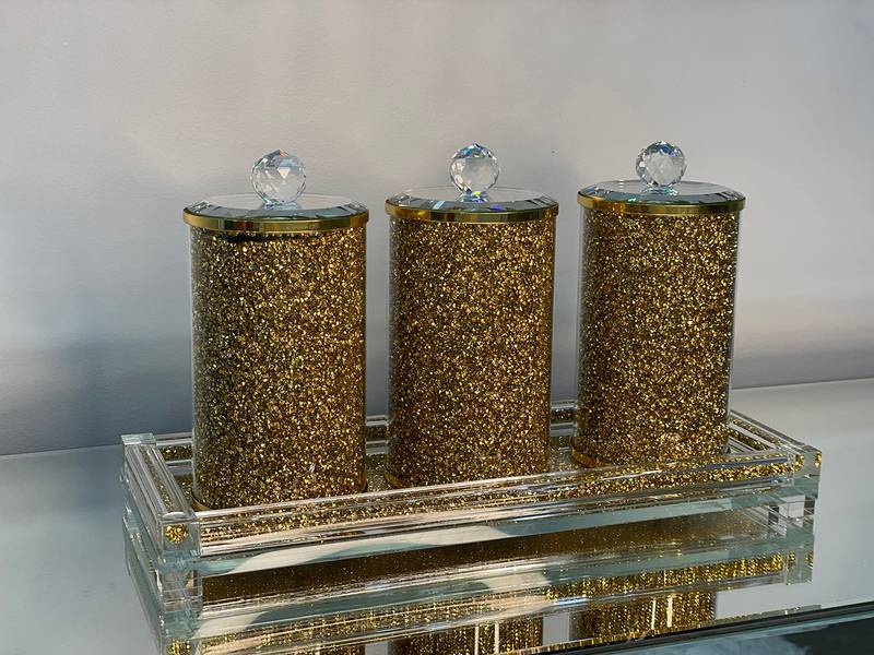 Chic Glass Canister Set with Tray - Perfect Gift!