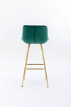 Chic Green Velvet Bar Stools with Gold Legs - Set of Two