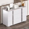 Chic White Mirror Dresser with Metal Handles