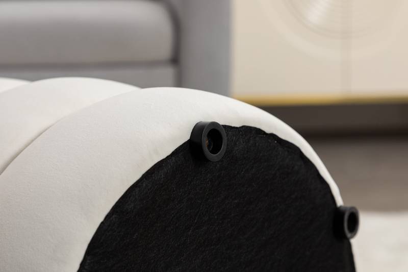 Ivory Velvet Round Ottoman