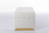 Chic Ivory Boucle Ottoman with Gold Legs