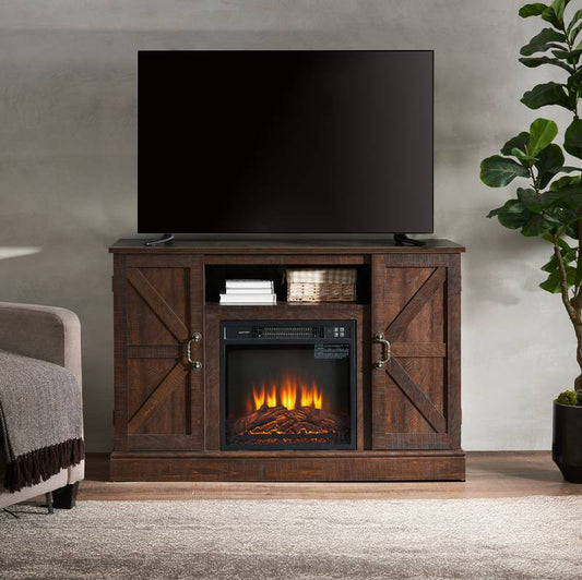 Cozy Farmhouse TV Stand with Electric Fireplace