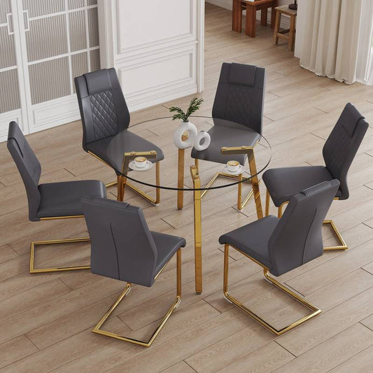 Chic Glass & Gray Dining Set