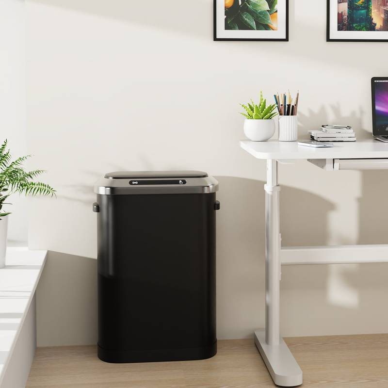 Smart Sensor Trash Can - Sleek Black Design