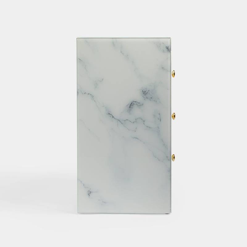 Chic Marble Nightstand with Three Drawers