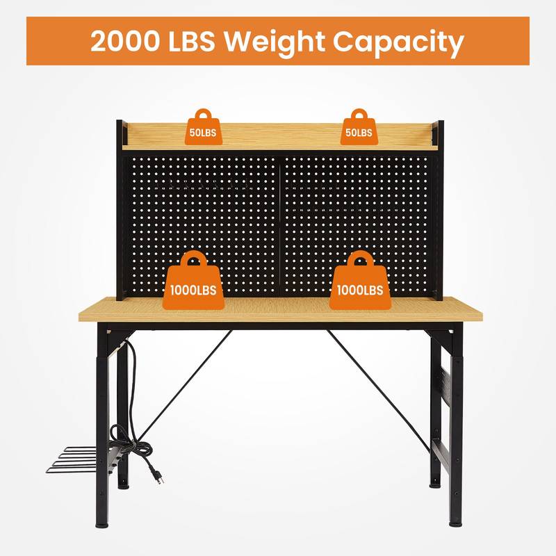 Versatile Rolling Workbench with Pegboard and Outlets