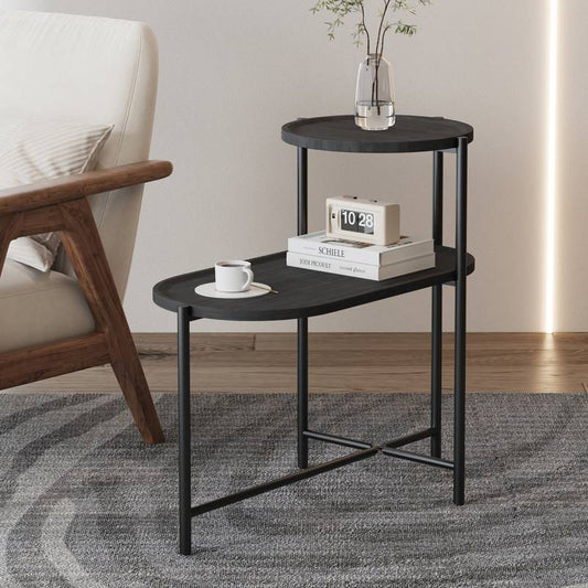 Chic Oval Coffee Table with Storage Tray