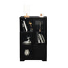 Chic Black Glass-Front Cabinet for Living & Bedroom Storage
