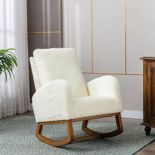 Comfy Rocking Chair with Wooden Legs