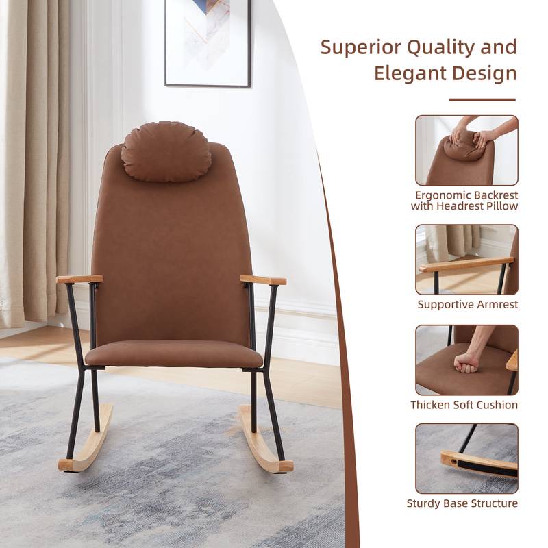 Cozy Rocking Chair with Adjustable Headrest