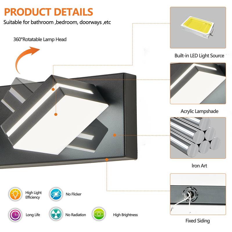 Sleek Black LED Vanity Light - Perfect for Your Bathroom!