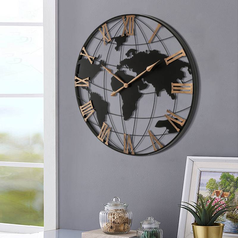 Vintage-Inspired World Map Wall Clock