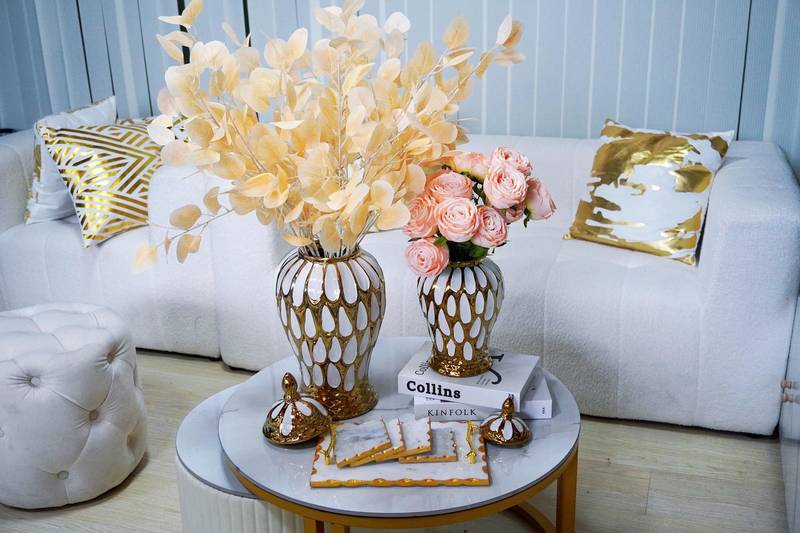 Charming White & Gold Ginger Jar