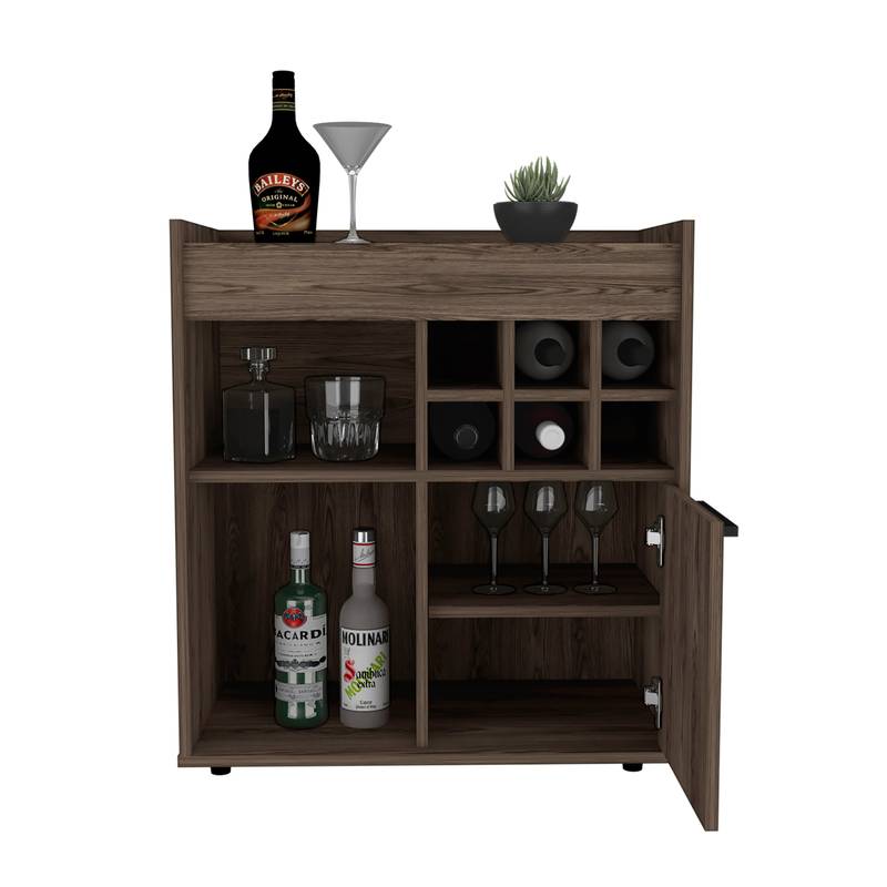 Chic Coffee Cart with Storage & Bottle Racks