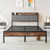 Cozy Vintage Bed Frame with Storage & Charging Station