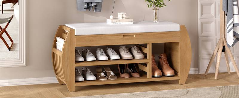 Cozy Curved Shoe Bench