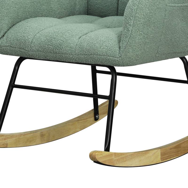 Cozy Teddy Rocker - Modern Accent Chair in Light Green