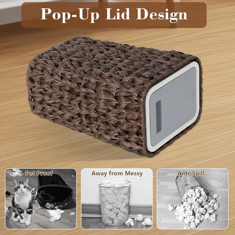 Chic Wicker Trash Can with Lid