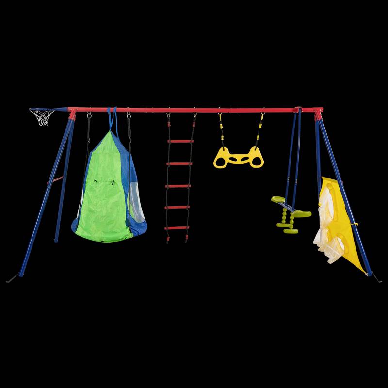 Rainbow Fun Swing Set: Safe Outdoor Adventures for Kids!