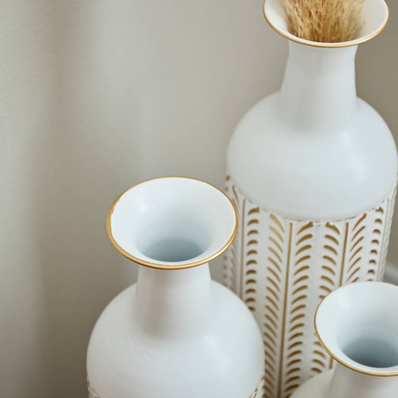 Chic White Metal Vase Set for Stunning Home Decor