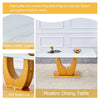 Elegant Marble-Style Dining & Desk Table with Gold Legs
