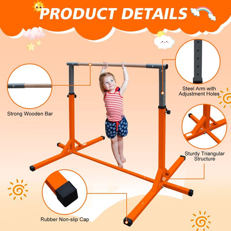 Kids' Adjustable Gymnastics Bar - Fun Home Training for Young Athletes!