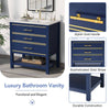 Navy Bliss: Stylish Bathroom Vanity with Open Storage