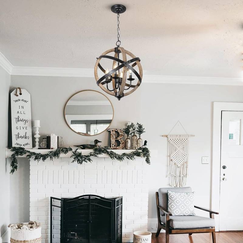 Rustic Farmhouse Chandelier – Adjustable Wood Lighting for Every Room