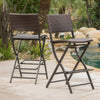 Chic Foldable Wicker Patio Bar Stools - Set of Two