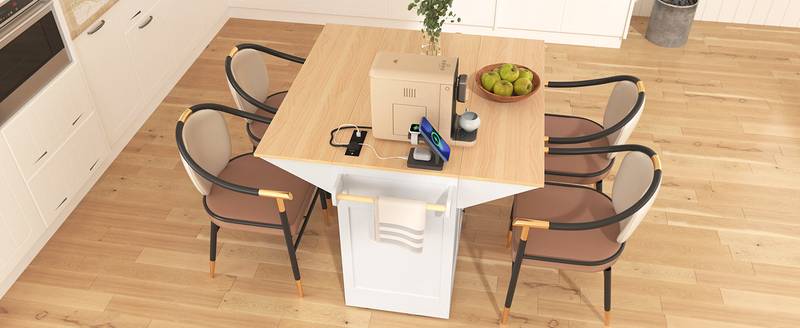 Stylish Rolling Kitchen Island with Drop Leaves and Storage