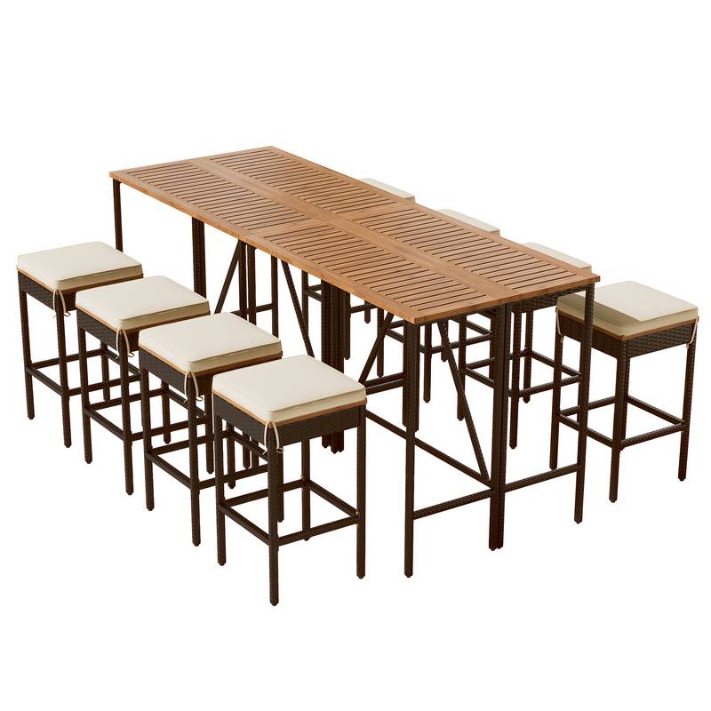 Charming Acacia Outdoor Bistro Set with Cushions
