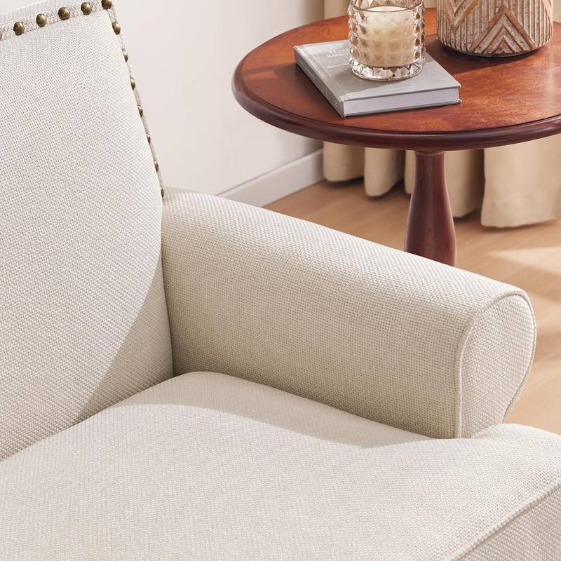 Cozy Mid Century Loveseat - Chic Beige Sofa for Small Spaces
