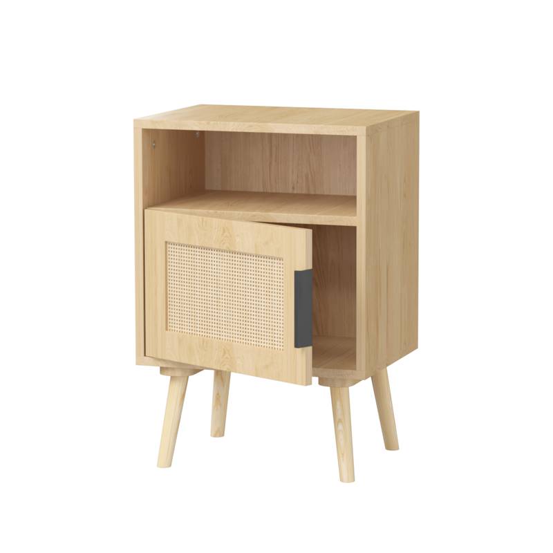 Chic Rattan Nightstand with Open Shelf - Perfect for Small Spaces
