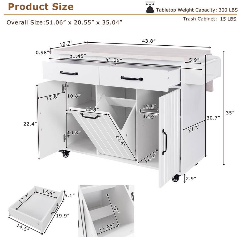 Savvy Chef's Rolling Kitchen Island