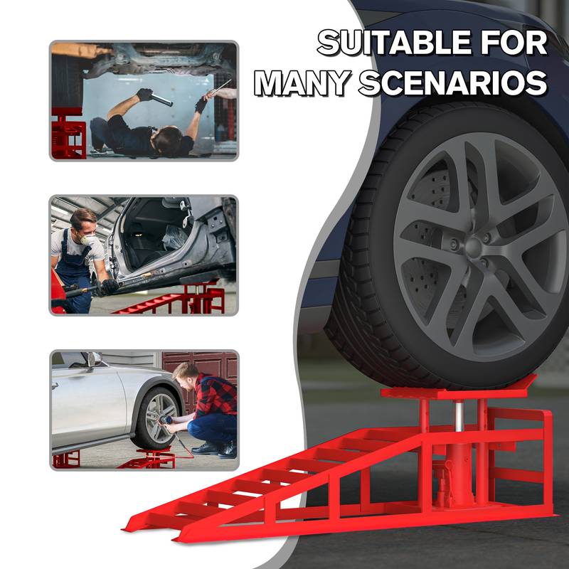 Heavy-Duty Hydraulic Car Ramps - Low Profile Lift for Trucks & Trailers