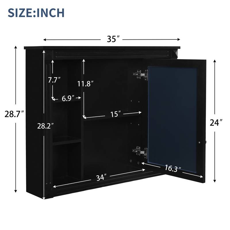 Sleek Bathroom Mirror Cabinet with Shelves