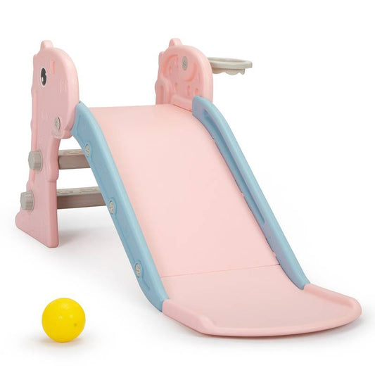 Pink Toddler Slide & Basketball Playset
